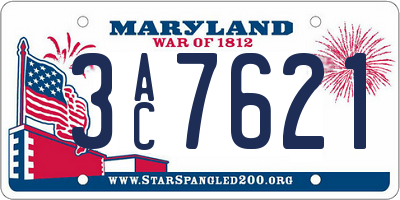MD license plate 3AC7621