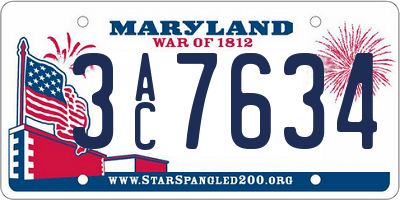 MD license plate 3AC7634