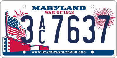 MD license plate 3AC7637