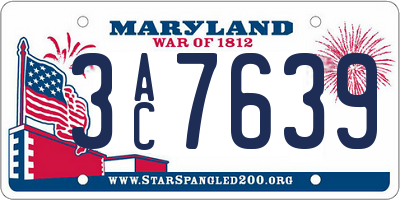MD license plate 3AC7639