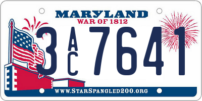 MD license plate 3AC7641