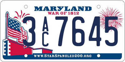 MD license plate 3AC7645