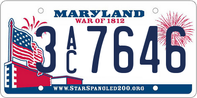 MD license plate 3AC7646