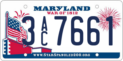 MD license plate 3AC7661