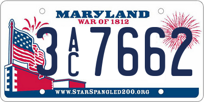 MD license plate 3AC7662