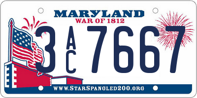 MD license plate 3AC7667