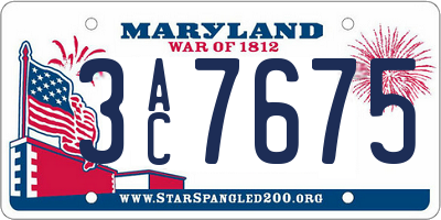 MD license plate 3AC7675