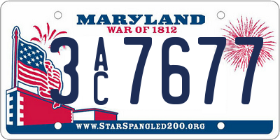 MD license plate 3AC7677