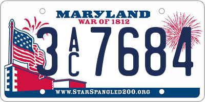 MD license plate 3AC7684