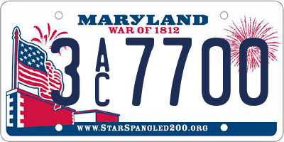 MD license plate 3AC7700