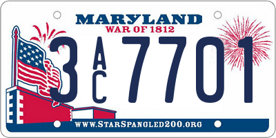 MD license plate 3AC7701