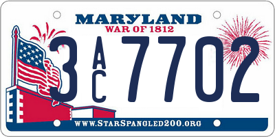 MD license plate 3AC7702