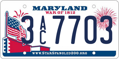MD license plate 3AC7703