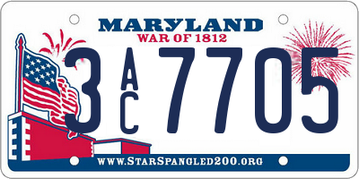 MD license plate 3AC7705