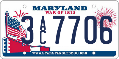 MD license plate 3AC7706