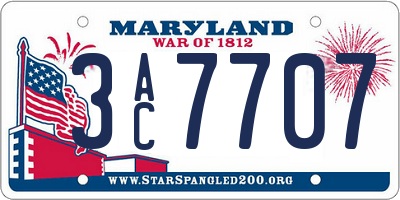 MD license plate 3AC7707