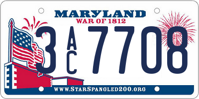 MD license plate 3AC7708