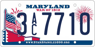 MD license plate 3AC7710