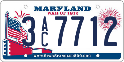 MD license plate 3AC7712