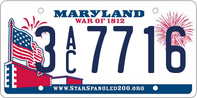 MD license plate 3AC7716
