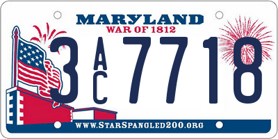 MD license plate 3AC7718