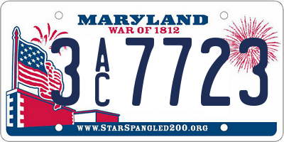MD license plate 3AC7723