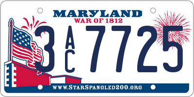 MD license plate 3AC7725