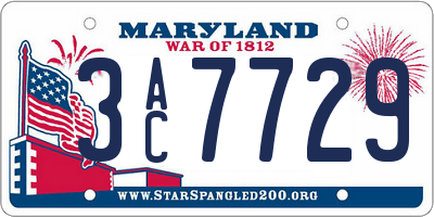 MD license plate 3AC7729