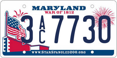 MD license plate 3AC7730