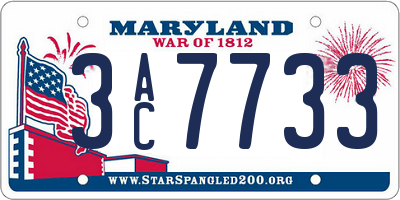 MD license plate 3AC7733