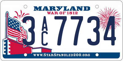 MD license plate 3AC7734