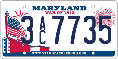MD license plate 3AC7735