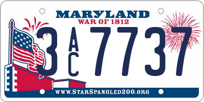 MD license plate 3AC7737