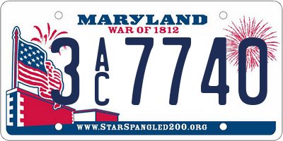 MD license plate 3AC7740
