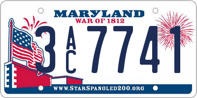 MD license plate 3AC7741