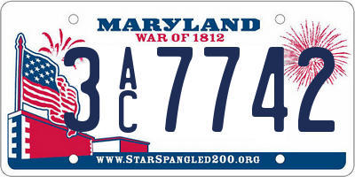 MD license plate 3AC7742