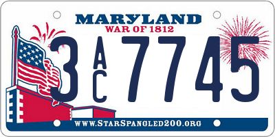MD license plate 3AC7745
