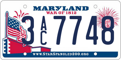 MD license plate 3AC7748