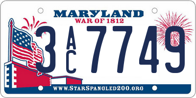 MD license plate 3AC7749