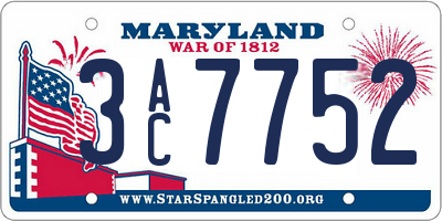 MD license plate 3AC7752