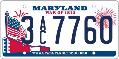 MD license plate 3AC7760