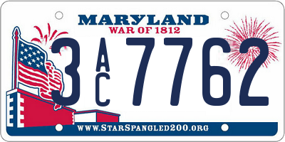 MD license plate 3AC7762