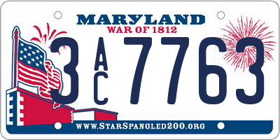 MD license plate 3AC7763