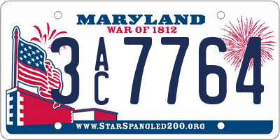 MD license plate 3AC7764