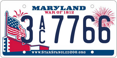 MD license plate 3AC7766