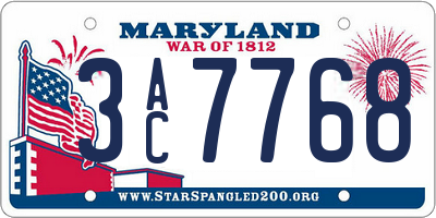 MD license plate 3AC7768