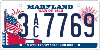 MD license plate 3AC7769