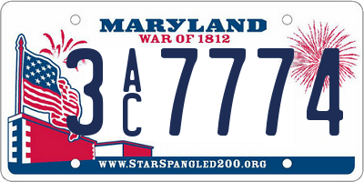 MD license plate 3AC7774