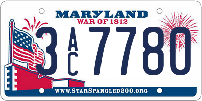 MD license plate 3AC7780