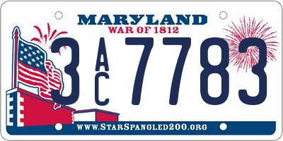 MD license plate 3AC7783